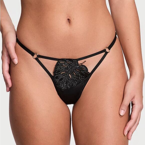 NWT Victoria’s Secret VERY SEXY Tropical Leaf Hardware V-String Panty Size Mediu - Picture 1 of 8